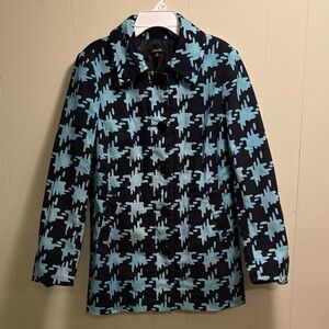 Rafaella Black and Light Blue Abstract Blazer